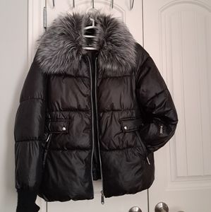 COPY - SAM EDELMAN PUFFY JACKET bomber like style black removable faux fur coll…